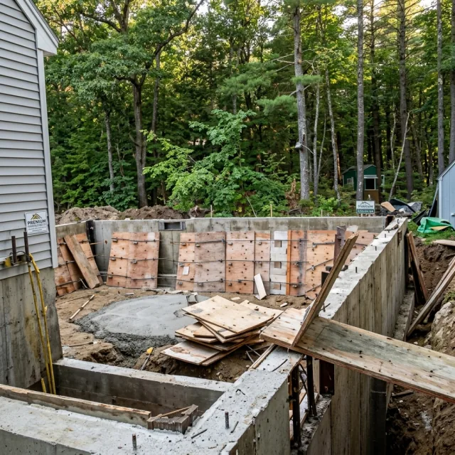Concrete placement within a residential foundation