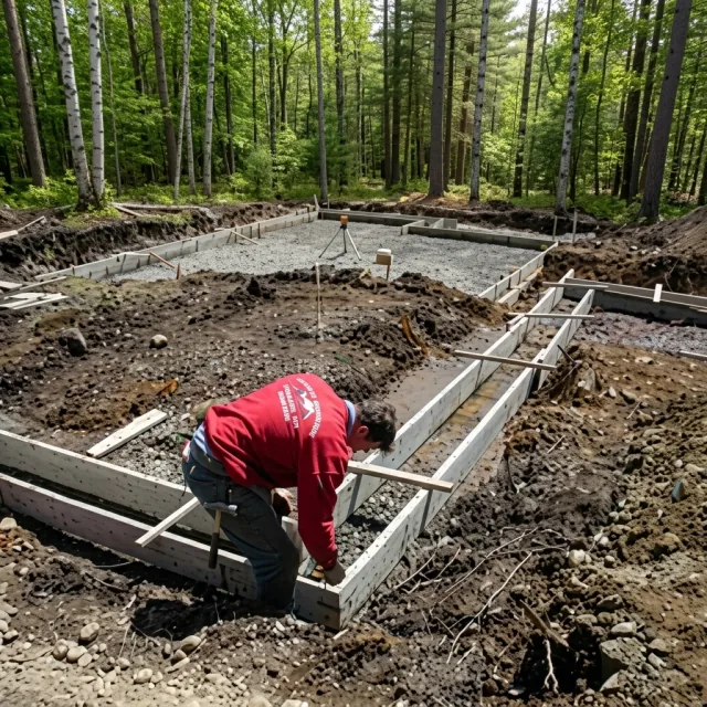 Sawyer Brothers worker setting concrete forms